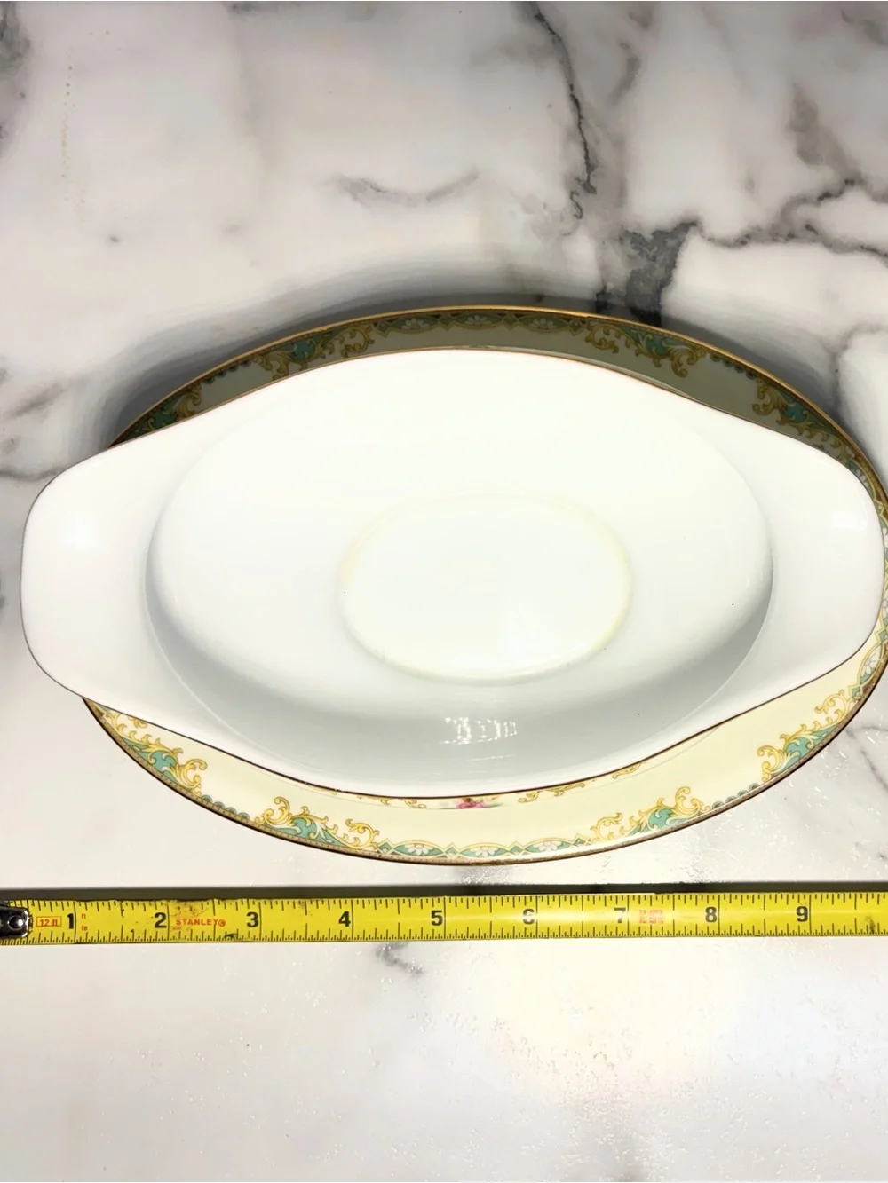 Noritake Fine Porcelain Gravy Boat with Saucer - Cream and Pink Floral 1930s